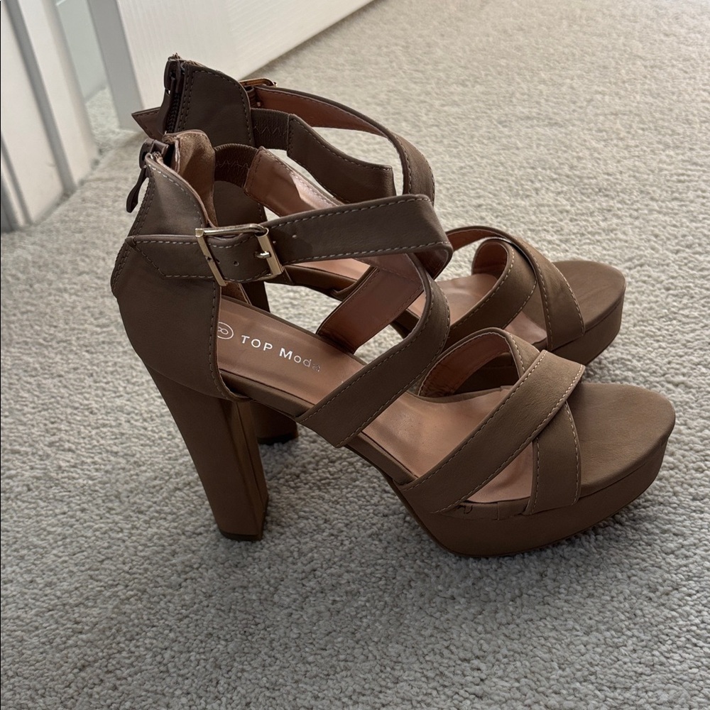 Top Moda Tan Heels - Picture 2 of 5